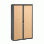 ARMOIRE À RIDEAUX DÉMONTABLES BRUNEAU 200 X 120 CM ANTHRACITE-HÊTRE