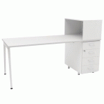 BUREAU HOME OFFICE + RGMT DROITE L.160 CM BLANC/BLANC ARA - QUADRIFOGLIO