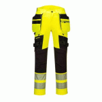 PORTWEST DX442 PANTALON DX4 HAUTE-VISIBILITÉ AVEC POCHES FLOTTANTES DÉMONTABLES JAUNE/NOIR - TAILLE 28 - STANDARD