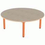 TABLE CARÉLIE RONDE Ø120 T1 STR POLY. ÉRABLE G. BEIGE/PAPAYE - MOBIDECOR