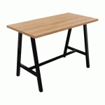 TABLE HAUTE SYNERGY L 160 X P 80 X H 107 CM PIED MÉTAL NOIR PLATEAU CHÊNE NATUREL