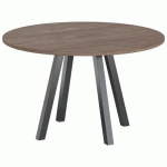 TABLE RÉUNION EVAN Ø 120 CM PIED NOIR PLATEAU NOYER - MBA