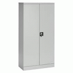 ARMOIRE PORTES BATTANTES H 180 CM CORPS GRIS PORTES GRISES