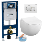 GEBERIT - PACK WC BATI-SUPPORT + WC VITRA SENTO FIXATIONS INVISIBLES + ABATTANT SOFTCLOSE + PLAQUE BLANCHE (GEBSENTO-B)