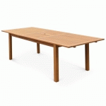 TABLE DE JARDIN EN BOIS 180-240CM - ALMERIA - GRANDE TABLE RECTANGULAIRE AVEC RALLONGE EUCALYPTUS . INTÉRIEUR / EXTÉRIEUR - BOIS