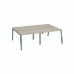 PÔLE 4 BUREAUX ECLA CHÊNE GRIS L 120 X P 80 CM PIÈTEMENT MÉTAL ALUMINIUM