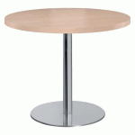 TABLE DE RÉUNION RONDE 100 CM CHÊNE CLAIR PIED CHROMÉ ECLA