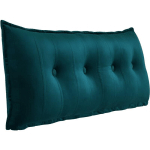 VERCART GRAND OREILLER DE LIT DÉCORATIF, COUSSIN DE LECTURE CAPITONNÉ DE BOUTONS, OREILLER DE CORPS POUR DORMEUR LATÉRAL, TURQUOISE VELOURS, 120 X 8