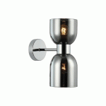 VIOKEF APPLIQUE MURALE MEMORY, VERRE, CHROME/GRIS FUMÉE, À 2 LAMPES