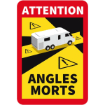 AUTOCOLLANTS ATTENTION ANGLES MORTS CAMPING-CAR (M0379). AUTOCOLLANT ANGLE MORT POUR CAMPING-CARS POIDS LOURDS. STICKERS 17 CM X 25 CM - A L'UNITÉ