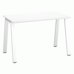 BUREAU DROIT ECLA BLANC L 120 X P 60 CM PIÈTEMENT MÉTAL FINITION BLANC
