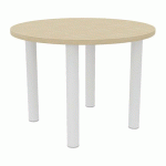 TABLE DE RÉUNION 4 PIEDS Ø 100 CM CHÊNE/BLANC - QUADRIFOGLIO