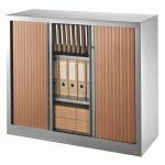 ARMOIRE À RIDEAUX MONOBLOC ECO-CONÇUE DÉCOR H 100 X L 100 CM CORPS ALU/RIDEAUX MERISIER