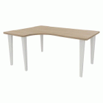 BUREAU EVIDENCE ASYMÉTRIQUE 160X120 RETOUR G CHÊNE NATUREL/BLANC - VINCO