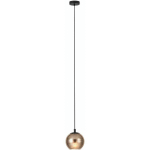 LAMPE SUSPENDUE LEMORETA EN ACIER NOIR / VERRE CONVERTI EN OR CONVERTI E27 1X40W H: 150CM Ø18CM DIMMABLE