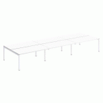 PÔLE 6 BUREAUX DROITS ARKO L 480 X P 168 CM PLATEAUX BLANC PIÈTEMENT MÉTAL ARCHE BLANC