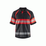 POLO DE TRAVAIL HAUTE-VISIBILITÉ ANTI-UV 3338 - NOIR ET ROUGE FLUO - 4XL BLAKLADER