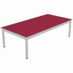 TABLE CARÉLIE 160X80 T1 - 4P STRAT POLYU. CERISE GRIS/9006 - MOBIDECOR