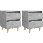 TABLES DE CHEVET PIEDS EN PIN 2 PCS GRIS BÉTON 40X35X50 CM