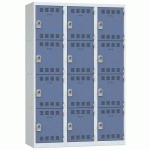 VESTIAIRE 3 COLONNES 400MM 4 CASES MORAILLON BLEU - VINCO