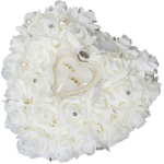 WEDDING RING PILLOW, ROMANTIC LACE ROSE WEDDING HEART RING PILLOW CUSHION WITH RIBBON PEARL