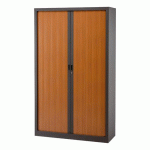 ARMOIRE À RIDEAUX MONOBLOC GENERIC H 198 X L 120 CORPS ANTHRACITE / RIDEAUX MERISIER