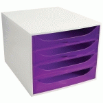 CAISSON 4 TIROIRS GRIS/VIOLET TRANSPARENT - EXACOMPTA