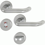 POIGNÉES DE PORTE SUR ROSACES RONDES PARIS - ALUMINIUM FINITION INOX - CONDAMNATION HOPPE