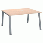 TABLE DE RÉUNION MODULABLE ECLA CHÊNE CLAIR L 140 X P 126 PIÈTEMENT MÉTAL ALUMINIUM