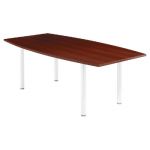 TABLE TONNEAU AVEC ÉLECTRIFICATION ACTUAL L. 200 X 100 CM - PLATEAU WENGÉ - PIED TUBULAIRE BLANC