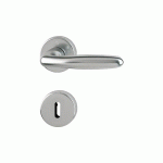 POIGNÉES DE PORTE SUR ROSACES RONDES VERONA - ALUMINIUM FINITION INOX - CLÉ L HOPPE
