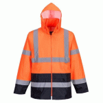 PORTWEST H443 VESTE DE PLUIE HI-VIS BICOLORE ORANGE/MARINE - TAILLE XXXL