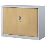 ARMOIRE MÉTAL CONFORT - A RIDEAUX - H. 70 X L. 80  CM - CORPS ALUMINIUM - RIDEAUX HÊTRE