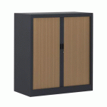 ARMOIRE MÉTAL PORTE RIDEAUX PVC L 90 CM H 100 CM COLORIS HÊTRE/ANTHRACITE - MANUTAN COLLECTIVITÉS