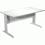 BUREAU DROIT PIEDS L EN MÉTAL FAST 140 CM - BLANC CHROME
