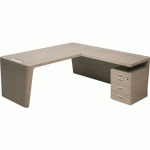BUREAU X10 AVEC RETOUR SUR CAISSON 210X220X76 ORME GRIS - QUADRIFOGLIO
