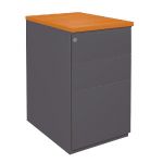 CAISSON HAUTEUR BUREAU MÉTAL NF ENVIRONNEMENT ANTHRACITE TOP MERISIER, H.72 X L. 42 X P. 60 CM