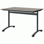 TABLE MALIBU 120X80 T6 DL STR ANTIB GRIS U727/NOIR GRIS 7016