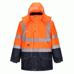 PORTWEST S426 PARKA HAUTE-VISIBILITÉ 7-EN-1 TRAFFIC CONTRAST ORANGE/MARINE - TAILLE XXXL