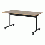 TABLE MALIBU RAB 160X80 T6 DL ST ALAISÉ CHÊNE 1146/NOIR 9005 - MANUTAN EXPERT