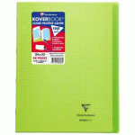 LOT DE 10 - CAHIER PIQUÉ KOVERBOOK 24X32CM 48 PAGES PETITS CARREAUX + MARGE COUVERTURE POLYPROPYLÈNE TRANSPARENT - VERT