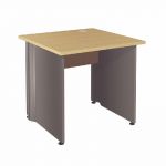 BUREAU DROIT ACTIVITY - L. 80 X P. 80 CM - PLATEAU POIRIER - PIEDS PLEINS 'BLANC'