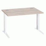 BUREAU DROIT L 120 CM CHÊNE GRIS RÉGLABLE EN HAUTEUR PIÈTEMENT MÉTAL EXCELLENS BLANC