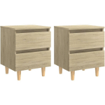 LOT DE 2 TABLES DE CHEVET - BOUT DE CANAPÉ ARMOIRES DE RANGEMENT PIEDS EN PIN CHÊNE SONOMA 40X35X50 CM BV460724