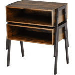 COSTWAY - LOT DE 2 TABLES DE CHEVET VINTAGE AVEC COMPARTIMENT DE RANGEMENT 54 X 35 X 45 CM, STRUCTURE EN MÉTAL MARRON RUSTIQUE ET NOIR