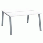 PÔLE DE 2 BUREAUX DROITS BLANC L 140 X P 60 CM, PIÉTEMENT MÉTAL ALUMINIUM - ARCH