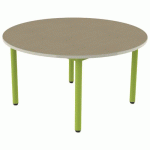 TABLE CARÉLIE ROND Ø120 T4 STR POLY. HÊTRE MIEL BEIG/VERT AC - MOBIDECOR