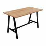 TABLE HAUTE SYNERGY L 180 X P 90 X H 107 CM PIED MÉTAL NOIR PLATEAU CHÊNE NATUREL