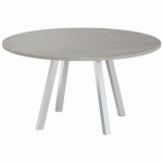 TABLE RÉUNION EVAN Ø 140 CM PIED ALU PLATEAU CHÊNE GRIS - MBA