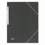 LOT DE 10 - CHEMISE À ÉLASTIQUE 3 RABATS CARTE EUROFOLIO OXFORD 24,5 X 32 CM DOS 2 CM NOIRE